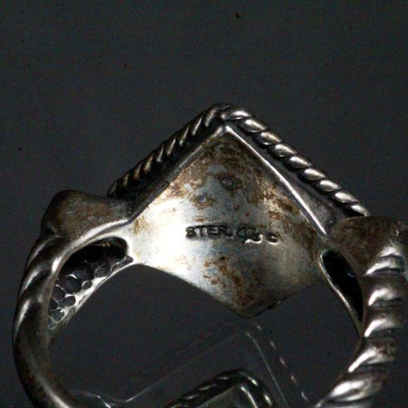 Sterling Silver Carolyn Pollack Relios Southwest Abalone Triangular Ring - Picture 5 of 5